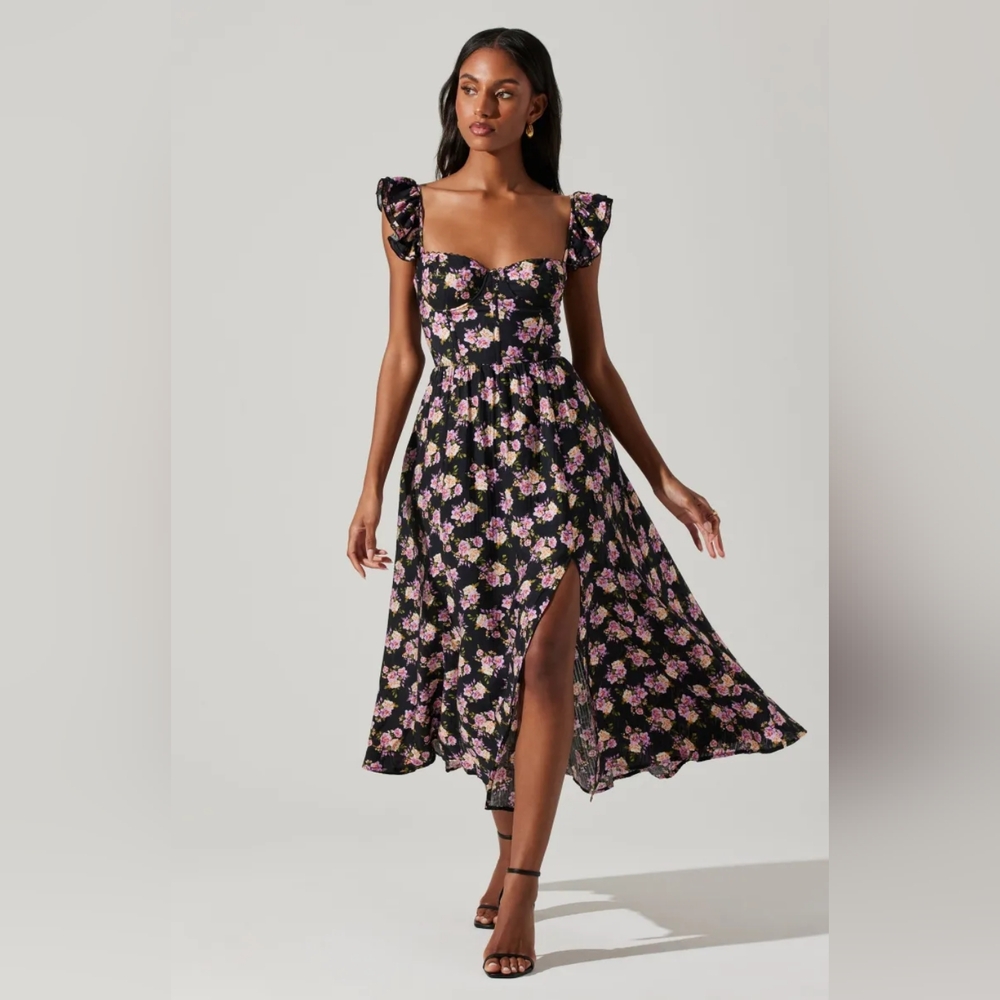 NEW Revolve Astr Wedelia Floral Corset Dress In Black XS